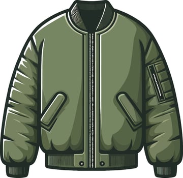 Olive Green Color Bomber jacket sketch fashion drawing illustration vector