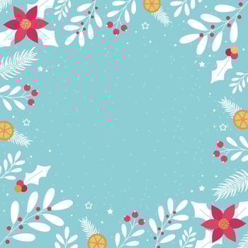 Winter background with flower branches on a blue background vector