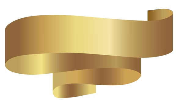 Decorative gold ribbon banner isolated on white. Gold ribbon. Ribbon banner. Gold ribbon. Good for Christmas, Valentines Day, Birthday, Mothers Day. vector