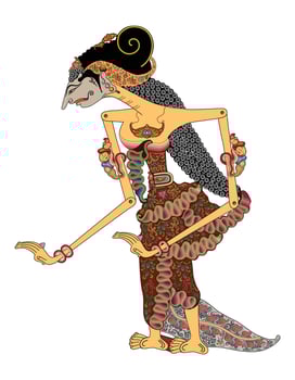 Sembadra wayang puppet, Indonesian shadow puppet show, illustration. vector
