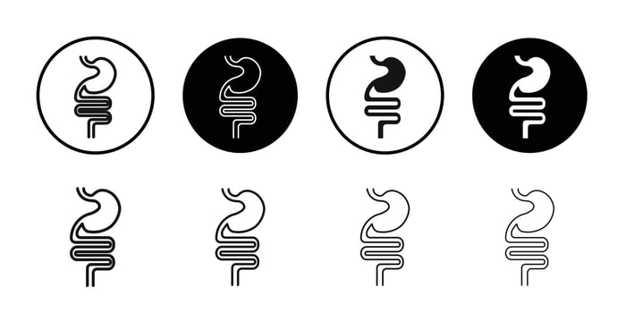 Digestive system icon logo sign set outline vector