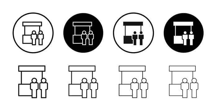 exhibition stand booth icon logo sign set outline vector