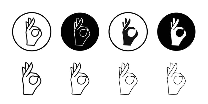 OK gesture icon logo sign set outline vector