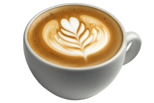 A Latte Coffee Drink in a White Cup png