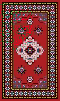 Persian turkish pattern rug red carpet vector