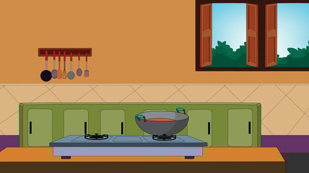 kitchen interior for chef cooks cartoon vector