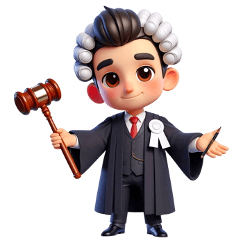 Cartoon Judge Character Holding Gavel png
