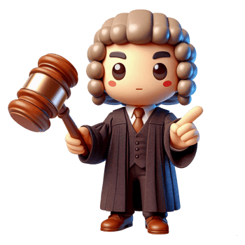 Cartoon Judge Character Holding Gavel png