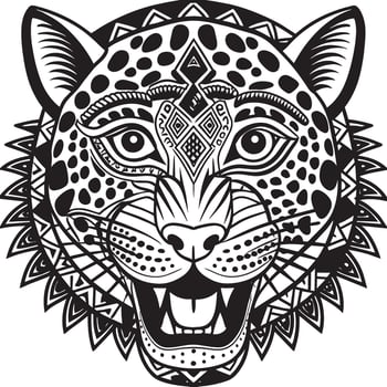 a leopard head with tribal patterns on it vector