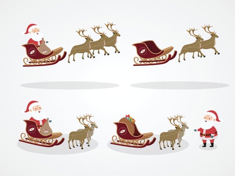 set sled santa claus characters for decorate celebrity cristmas festival vector