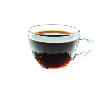 Enjoy a fresh cup of black coffee surrounded by aromatic coffee beans on a bright transparent background, Black coffee in glass cup and coffee beans on transparent background png