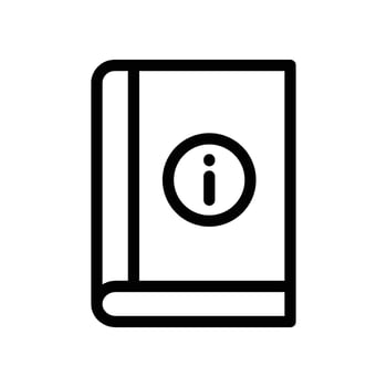 Information book icon Black and white outline vector