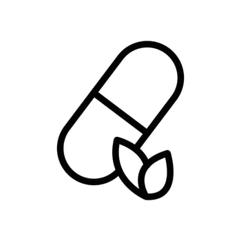 Natural medicine icon Black and white outline vector