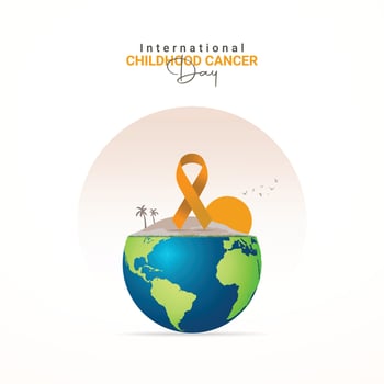 International Childhood Cancer Day. Childhood cancer ribbon yellow background. vector