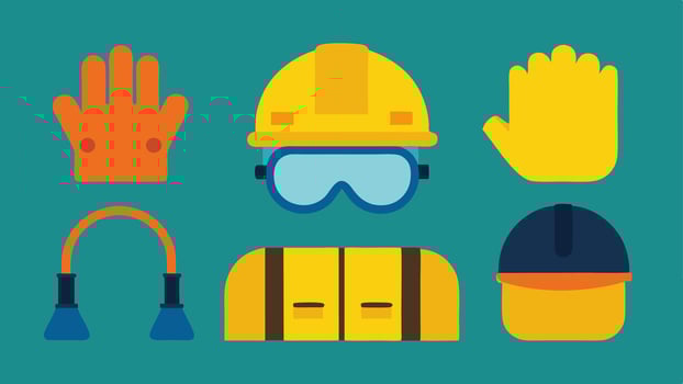 Safety Gear Various pieces of safety gear laid out such as helmets gloves and masks representing the safety measures taken by investigators.. vector