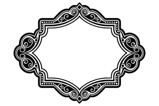 a black and white ornate frame with a scroll vector