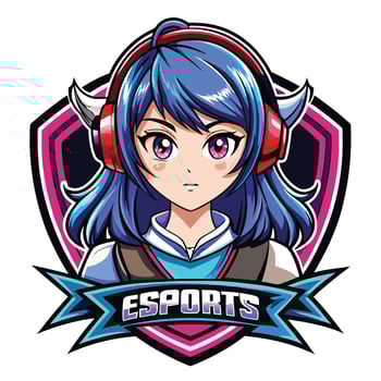 esports logo with a girl in headphones vector