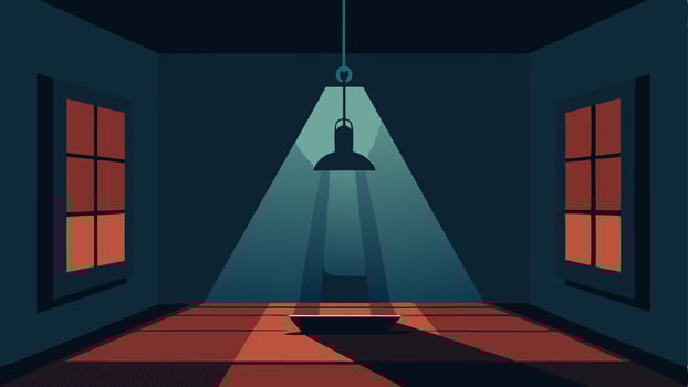 Suspenseful Atmosphere A portrayal of the rooms ambiance highlighting shadows and dramatic lighting to suggest tension and the weight of the confession.. vector