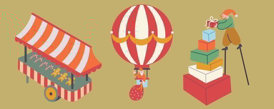 Christmas fair market stripes set vector