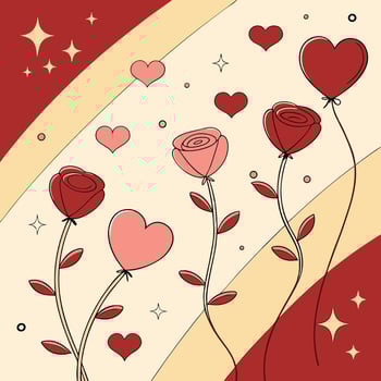 Romantic Valentines Day Heart Shaped Hot Air Balloon Illustration vector