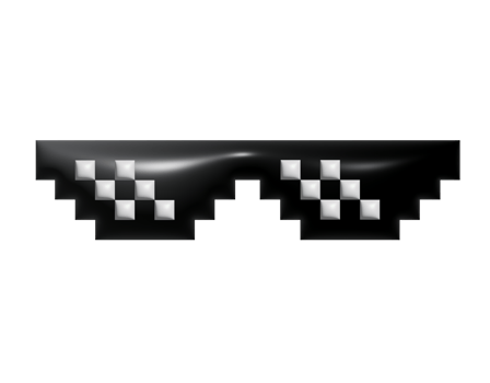 3D isolated 8 bit pixel cool black sun glasses, sunglasses flat icon on transparent background png