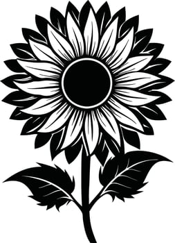 Elegant Stylized Sunflower Silhouette vector