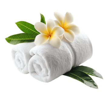 Spa Towels with Frangipani Flowers and Leaves png