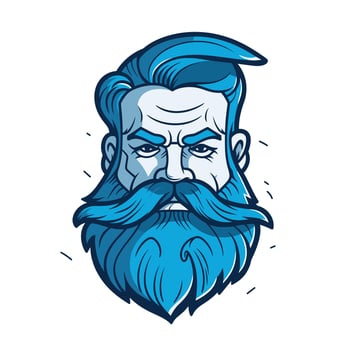 Bold blue beard illustration featuring a confident man vector