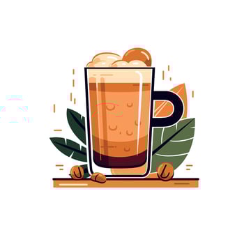 Refreshing craft beer in a stylish glass with leaves vector