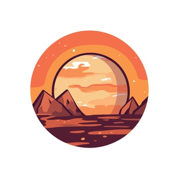 Colorful sunset over abstract mountain landscape vector