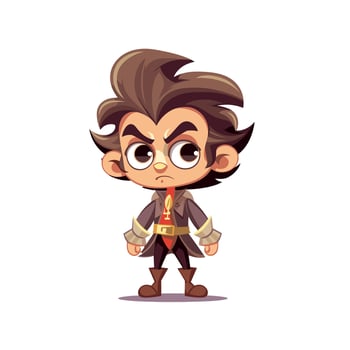 Cute animated character in pirate attire stands proudly vector
