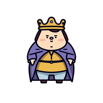 Cartoon character wearing a crown with a royal robe vector