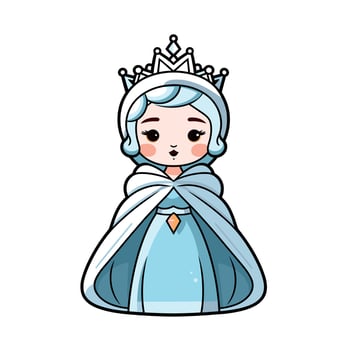 Cute cartoon princess with a crown and blue gown vector