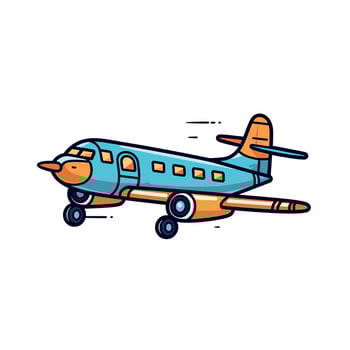 Colorful airplane flying through a clear sky vector