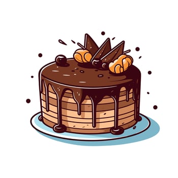 Delicious chocolate cake with orange garnish vector