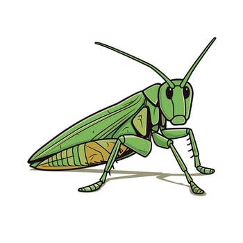 Vivid green grasshopper on white vector
