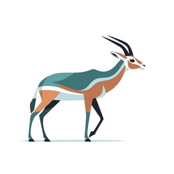 Colorful illustration of a walking gazelle in profile view vector