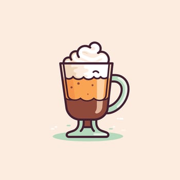 Hot beverage topped with whipped cream in a cozy setting vector