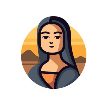 Portrait of a woman against a sunset in a desert landscape vector