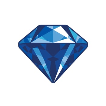 Blue diamond illustration with intricate facets and vibrant color vector
