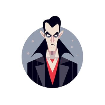 Mysterious character with sharp features and dark attire in a minimalist design vector