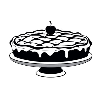 Delicious pie with cherry topping displayed on a cake stand vector