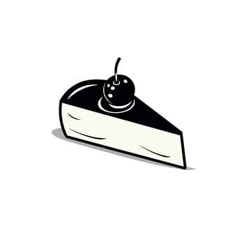 Delicious slice of cake with cherry on top displayed on a simple background vector