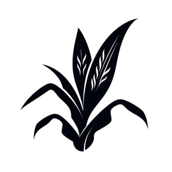 Stylized representation of a plant with bold leaves and intricate details vector