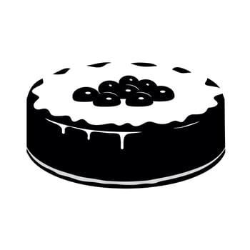 Delicious black and white dessert with cream topping and berries on top vector