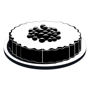 Elegant black and white dessert featuring round toppings on a textured crust vector
