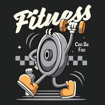 Fitness Weight Plate in Retro Mascot Character vector