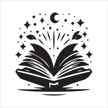 An open book with stars and a moon on it vector