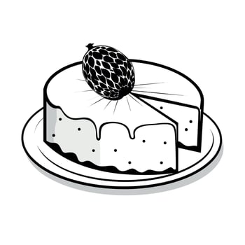 Delicious cake served with a fresh tropical fruit on top at a summer gathering vector
