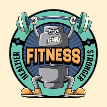 Stronger Dumbbell Fitness in 70s Retro Cartoon Mascot vector